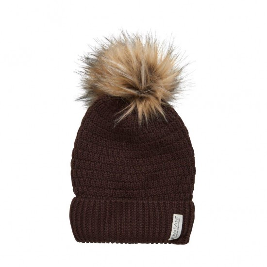 Coffe Bean 54 - Caciula copii lana merinos tricotata captusita fleece - En Fant