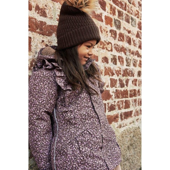 Coffe Bean 54 - Caciula copii lana merinos tricotata captusita fleece - En Fant