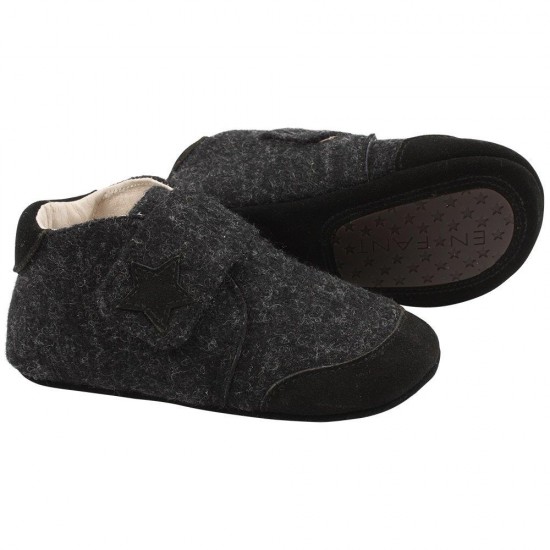 Dark Grey 33 - Papuci din lana cu scai si talpa antiderapanta - En Fant 