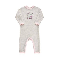 Salopeta fetite din lana merinos si bambus - MeToo - Creme Grey Melange  86 cm