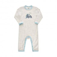 Salopeta baieti din lana merinos si bambus - MeToo - Creme Grey Melange 86 cm