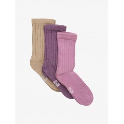 Set 3 sosete medii pentru copii - lana+bambus 19/22 - Frosted Orchid - Minymo 