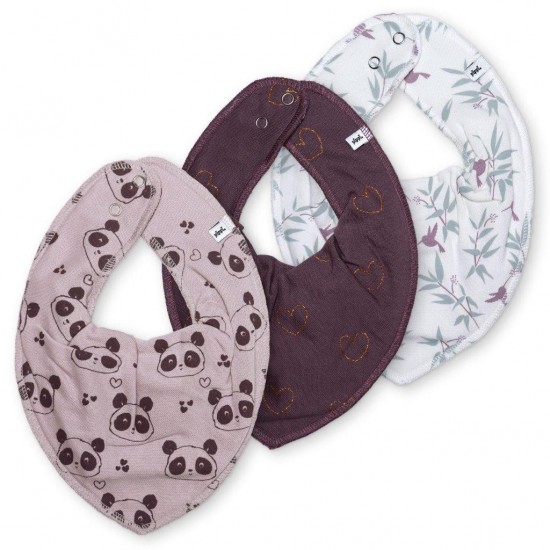 Panda Plum - Set 3 esarfe pentru bebelusi - Pippi Panda Plum - Set 3 esarfe pentru bebelusi - Pippi