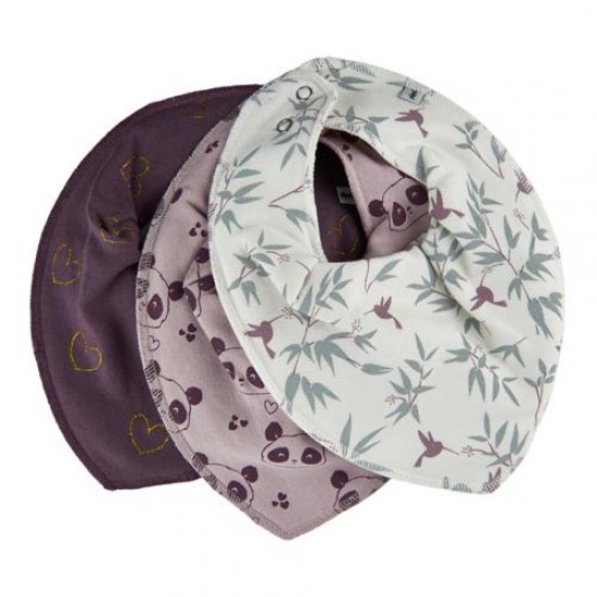Panda Plum - Set 3 esarfe pentru bebelusi - Pippi Panda Plum - Set 3 esarfe pentru bebelusi - Pippi