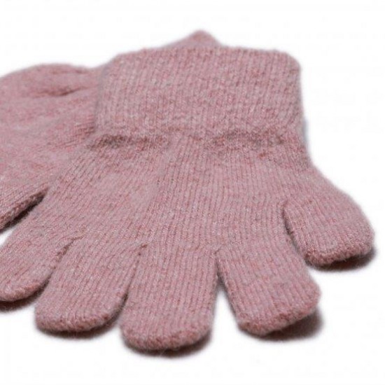 Misty Rose/Grey 7/12 ani - Set 2 manusi tricotate cu lana merinos - CeLaVi 