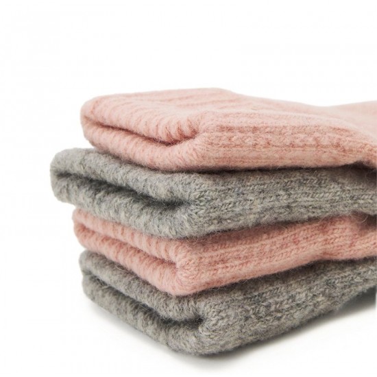 Misty Rose/Grey 3/6 ani - Set 2 manusi tricotate cu lana merinos - CeLaVi 