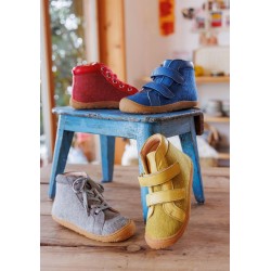 Blue 23 - Ghete din lana organica boiled cu velcro - Disana&Werner 1911