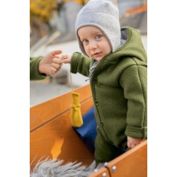 Olive 74/80 - Overall din lana merinos organica - tumble/boiled wool - Disana 