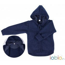 Sapphire Blue 74/80 - Jacheta din lana merinos organica - tumble/boiled wool - Iobio 