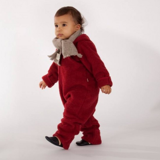 Vintage Red - Overall babywearing din lana merinos organica - wool fleece - Iobio 
