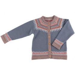 LILY - Grey-Blue 110/116 - Cardigan din lana merinos impletita - Iobio