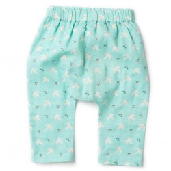 Pantaloni muselina din bumbac organic - Little Green Radicals - Flying Free Jelly Bean Joggers 18/24 luni