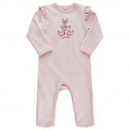 Salopeta fetite din lana merinos si bambus - MeToo - Creme Grey Melange 86 cm