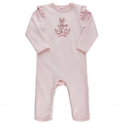 Salopeta fetite din lana merinos si bambus - MeToo - Parfait Pink 68 cm