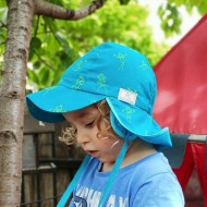 Palarie de soare din bumbac organic cu protectie pentru urechi si snur - Pickapooh - Tom Blue 46