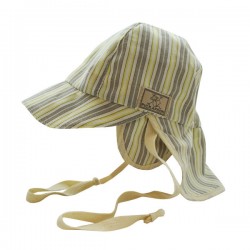 Palarie de soare din bumbac organic cu protectie pentru urechi si snur - Pickapooh - Tom Stripes 48