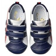 Sneakers White Red Navy 23 - Ghete din piele cu velcro - Rose et Chocolat 