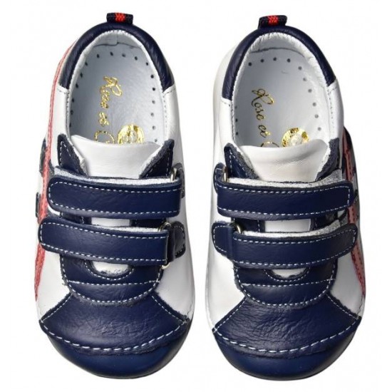 Ghete din piele cu velcro - Rose et Chocolat - Sneakers White Red Navy Ghete din piele cu velcro - Rose et Chocolat - Sneakers White Red Navy