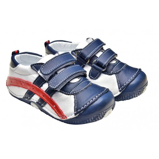 Ghete din piele cu velcro - Rose et Chocolat - Sneakers White Red Navy Ghete din piele cu velcro - Rose et Chocolat - Sneakers White Red Navy