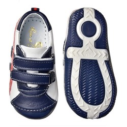 Sneakers White Red Navy 19 - Ghete din piele cu velcro - Rose et Chocolat 