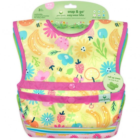 Set 3 bavetele Easy Wear Snap'n Go - Green Sprouts - Bee