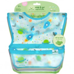 Aqua Space - Set 3 bavetele impermeabile Wipe off - Green Sprouts  Aqua Space - Set 3 bavetele impermeabile Wipe off - Green Sprouts