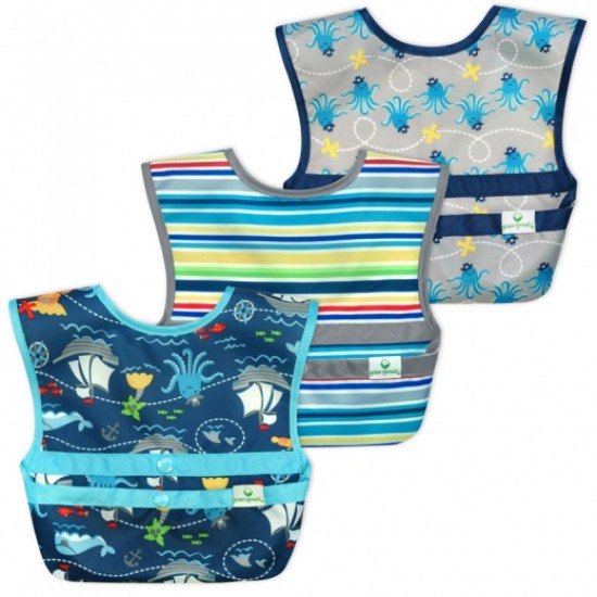 Set 3 bavetele Easy Wear Snap'n Go - Green Sprouts - Pirates Set 3 bavetele Easy Wear Snap'n Go - Green Sprouts - Pirates