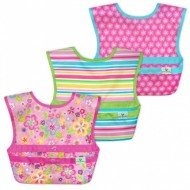 Set 3 bavetele Easy Wear Snap'n Go - Green Sprouts - Flower Field Set 3 bavetele Easy Wear Snap'n Go - Green Sprouts - Flower Field