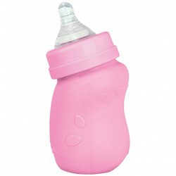 Biberon inclinat din sticla cu protectie de silicon 147ml - Green Sprouts - Pink Biberon inclinat din sticla cu protectie de silicon 147ml - Green Sprouts - Pink