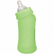 Biberon inclinat din sticla cu protectie de silicon 210 ml - Green Sprouts - Green Biberon inclinat din sticla cu protectie de silicon 210 ml - Green Sprouts - Green