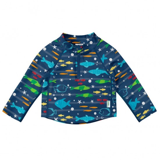 Navy Fish 3T - Bluza copii cu filtru UV  si fermoar - Green Sprouts by iPlay