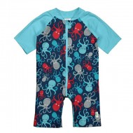 Navy Octopus 3T - Costum intreg copii SPF50+ cu fermoar si capse Green Sprouts by iPlay