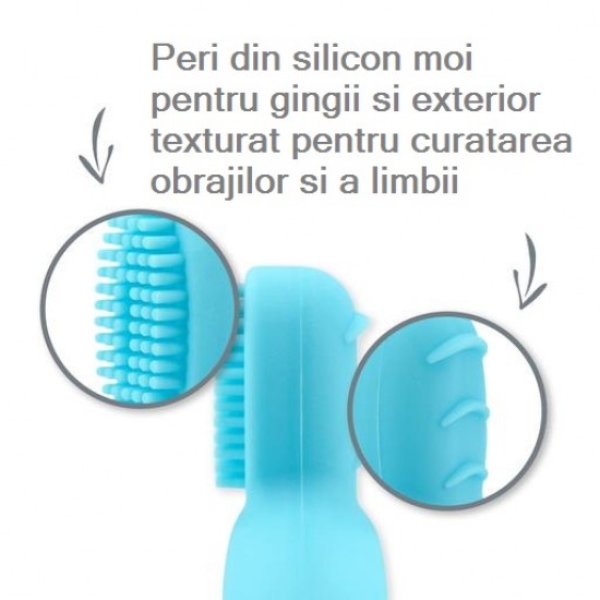 Periuta de dinti cu peri din silicon si manere - Green Sprouts - Aqua
