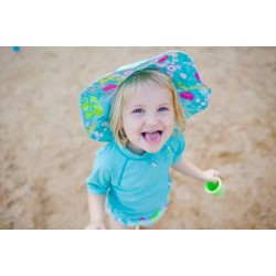 Aqua Coral Reef 2T/4T - Palarie fete SPF 50+ cu snur reglator Green Sprouts by iPlay
