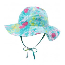 Aqua Coral Reef 2T/4T - Palarie fete SPF 50+ cu snur reglator Green Sprouts by iPlay