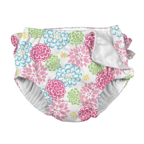 White Zinnia 4T - Slip fete SPF 50+ pentru inot (cu volanase) Green Sprouts by iPlay