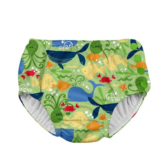 Lime Sealife 6 luni - Slip copii SPF 50+ refolosibil, cu capse Green Sprouts by iPlay