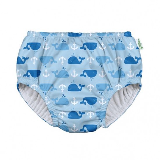 Blue Anchor Whale 4T - Slip copii Whale SPF 50+ refolosibil Green Sprouts by iPlay