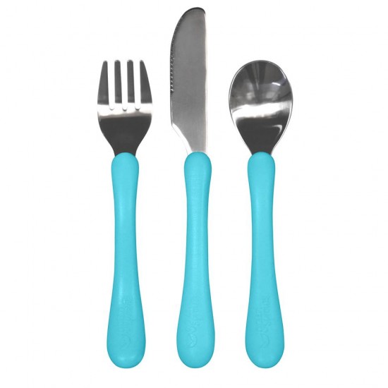 Set tacamuri de invatare - Learning Cutlery - Green Sprouts - Aqua